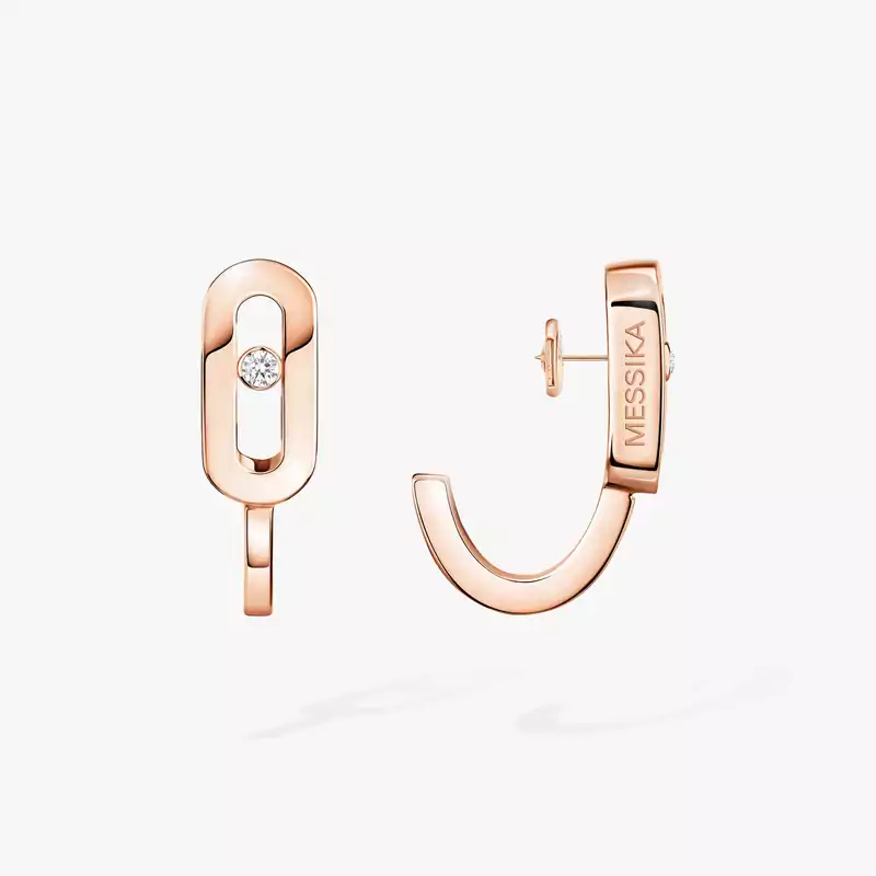 Orecchini Donna Oro rosa Diamante Mini orecchini a cerchio Move Uno 10050-PG