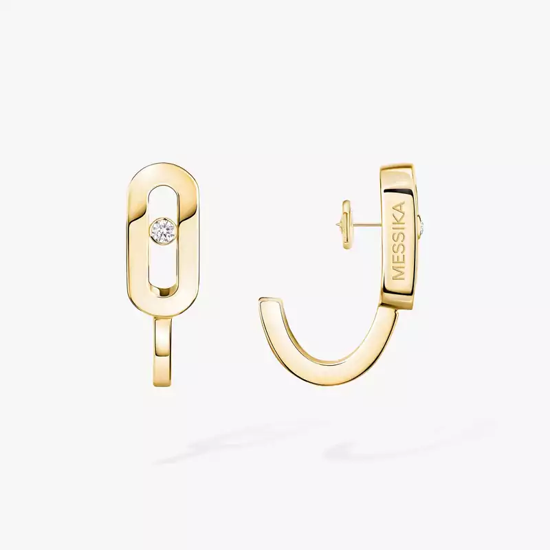 Boucles d'oreilles Femme Or Jaune Diamant Mini Créoles Move Uno 10050-YG