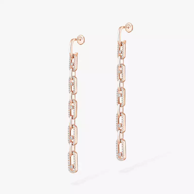 Move Link Multi Pendant Earrings Pink Gold For Her Diamond Earrings 12011-PG