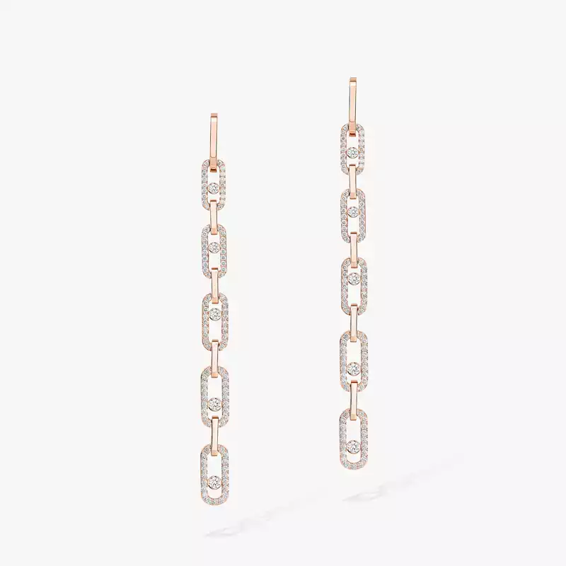 Move Link Multi Pendant Earrings Pink Gold For Her Diamond Earrings 12011-PG