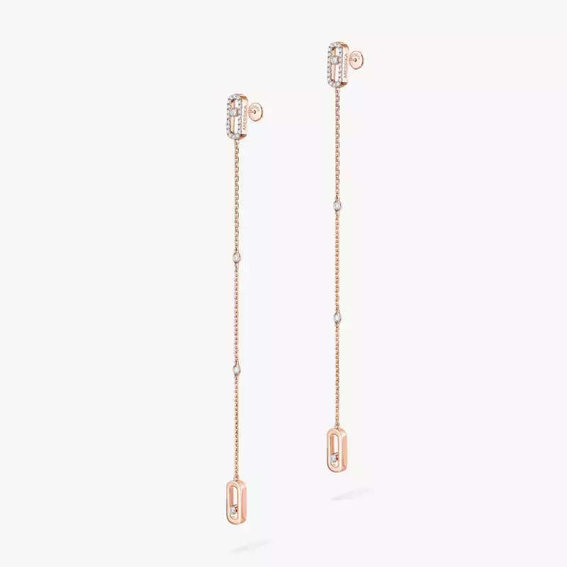 Boucles d'oreilles Femme Or Rose Diamant Pendantes Move Uno 11321-PG