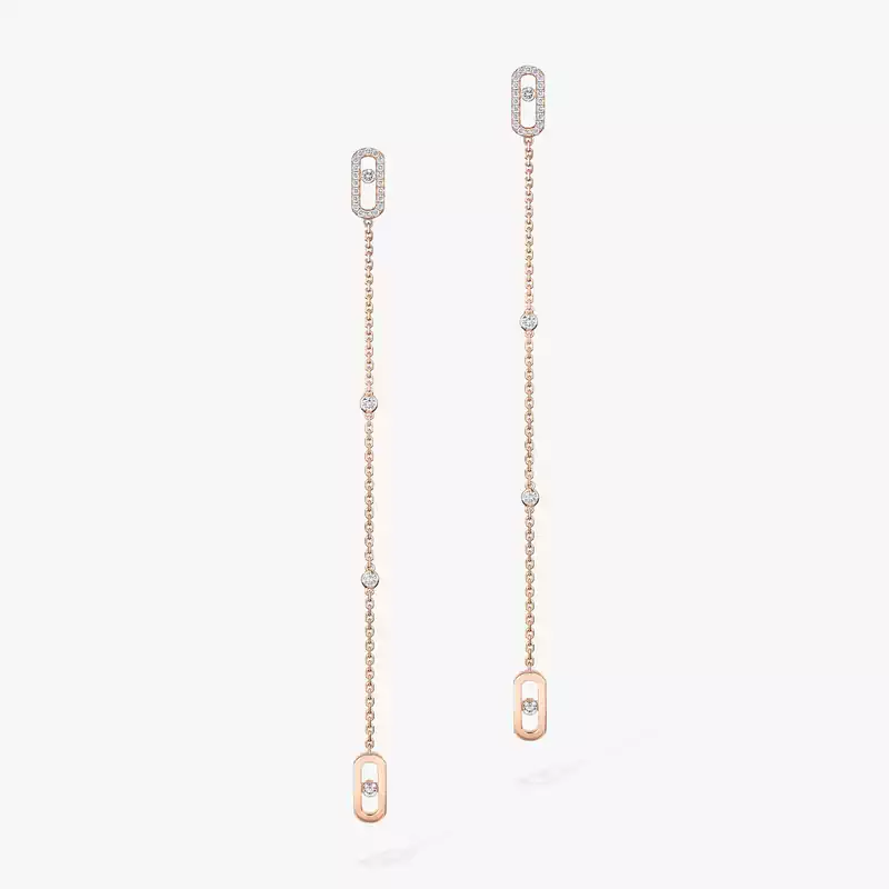 Boucles d'oreilles Femme Or Rose Diamant Pendantes Move Uno 11321-PG