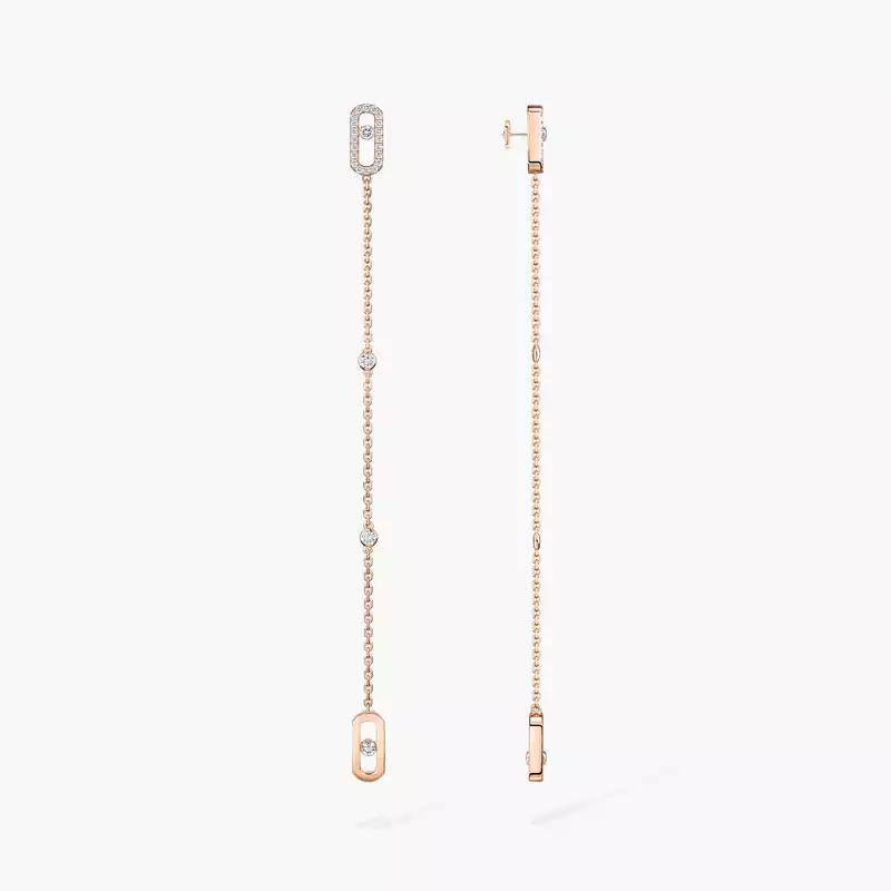 Boucles d'oreilles Femme Or Rose Diamant Pendantes Move Uno 11321-PG
