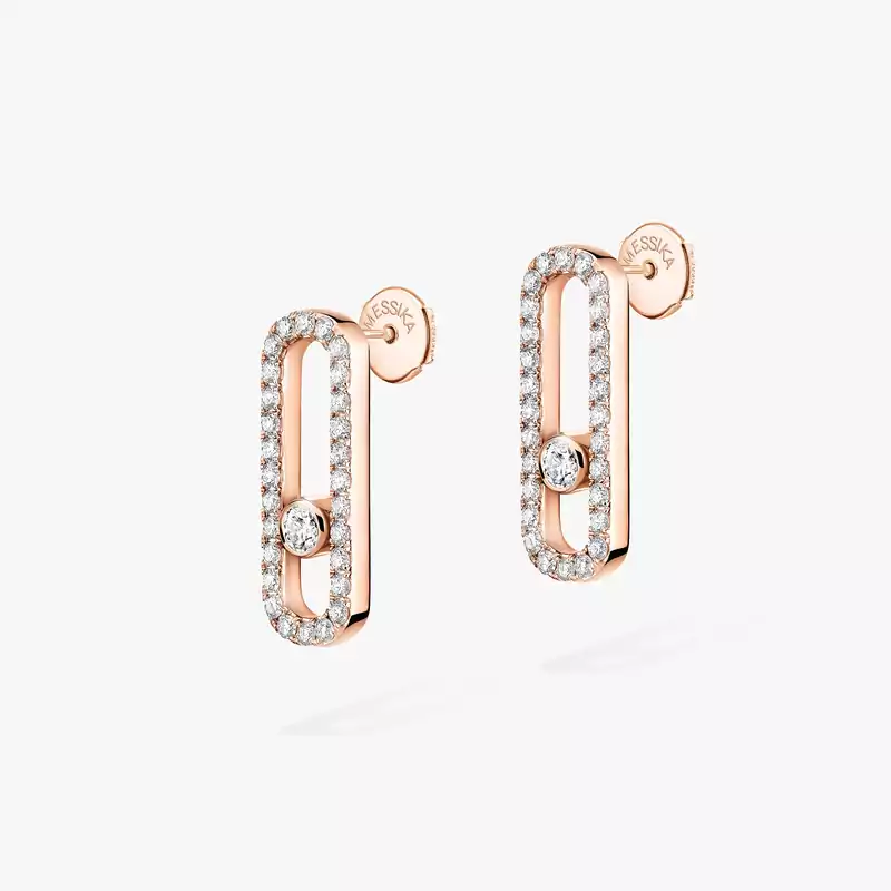 Boucles d'oreilles Femme Or Rose Diamant Move Uno Pavées 12183-PG