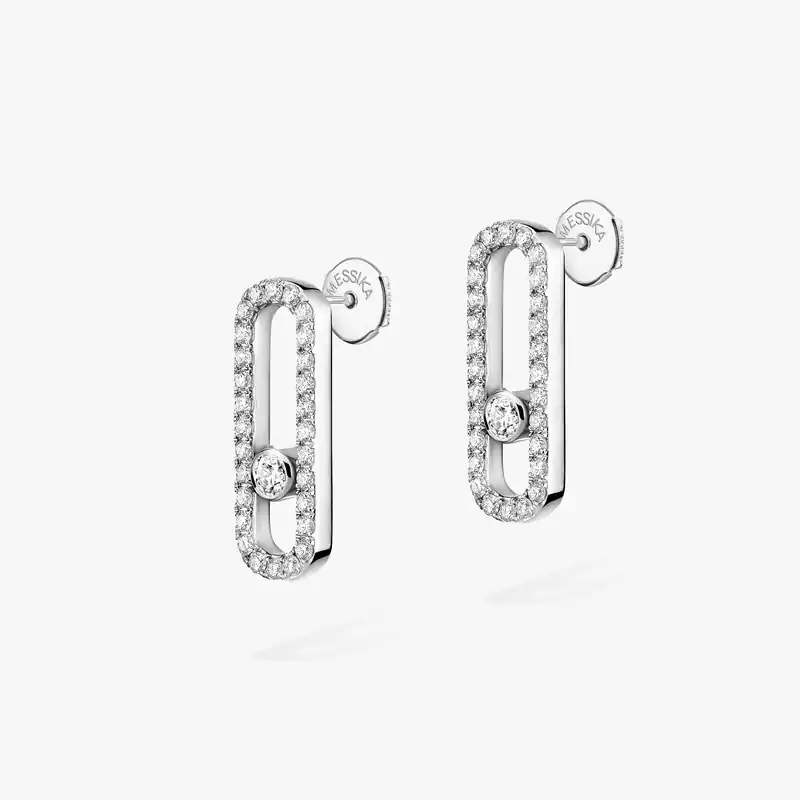 Boucles d'oreilles Femme Or Blanc Diamant Move Uno Pavées 12183-WG