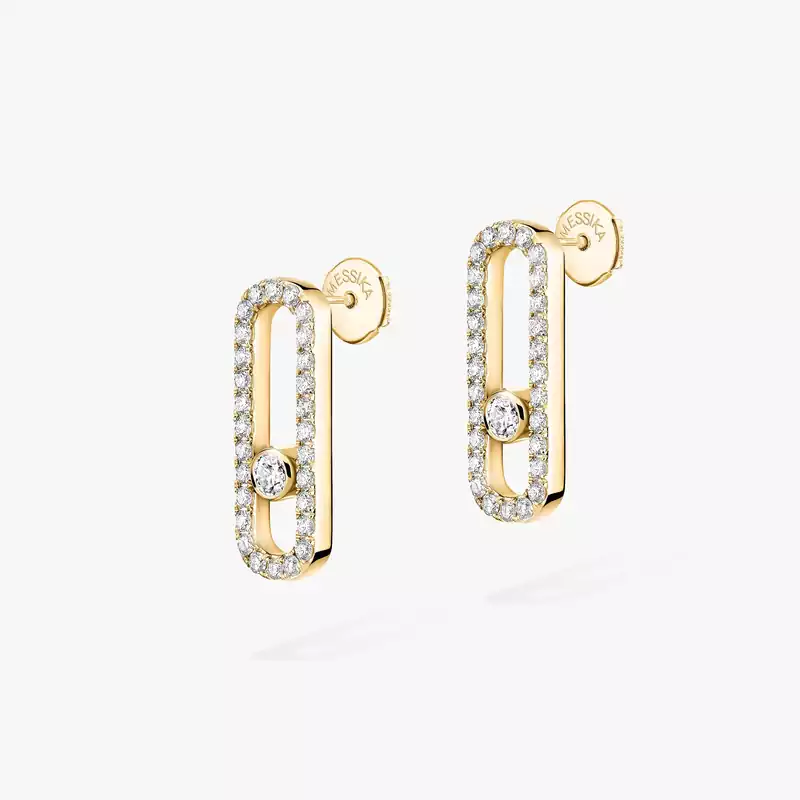 Move Uno Mit Diamanten ausgefasst Für sie Diamant Ohrringe Gelbgold 12183-YG