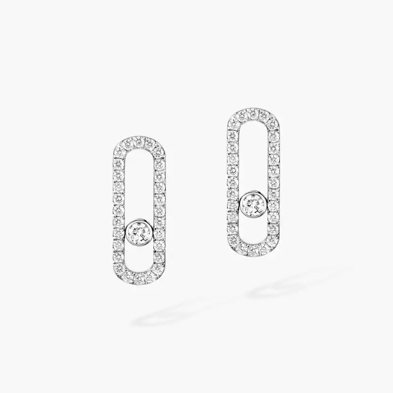 Boucles d'oreilles Femme Or Blanc Diamant Move Uno Pavées 12183-WG