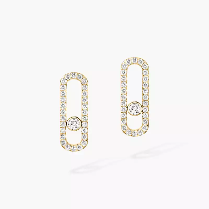Move Uno Mit Diamanten ausgefasst Für sie Diamant Ohrringe Gelbgold 12183-YG