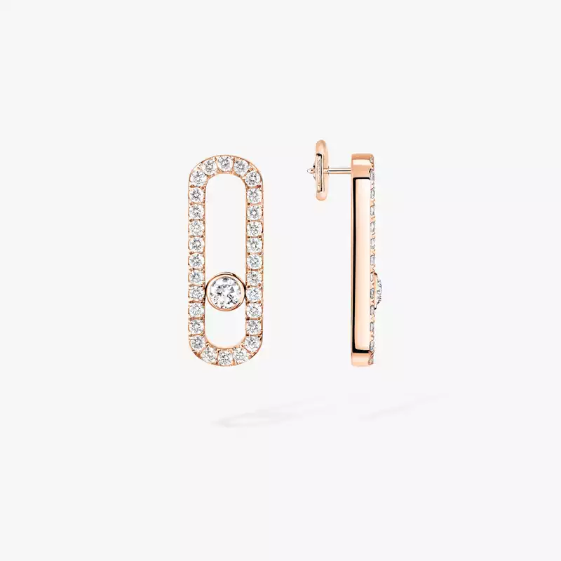 Boucles d'oreilles Femme Or Rose Diamant Move Uno Pavées 12183-PG