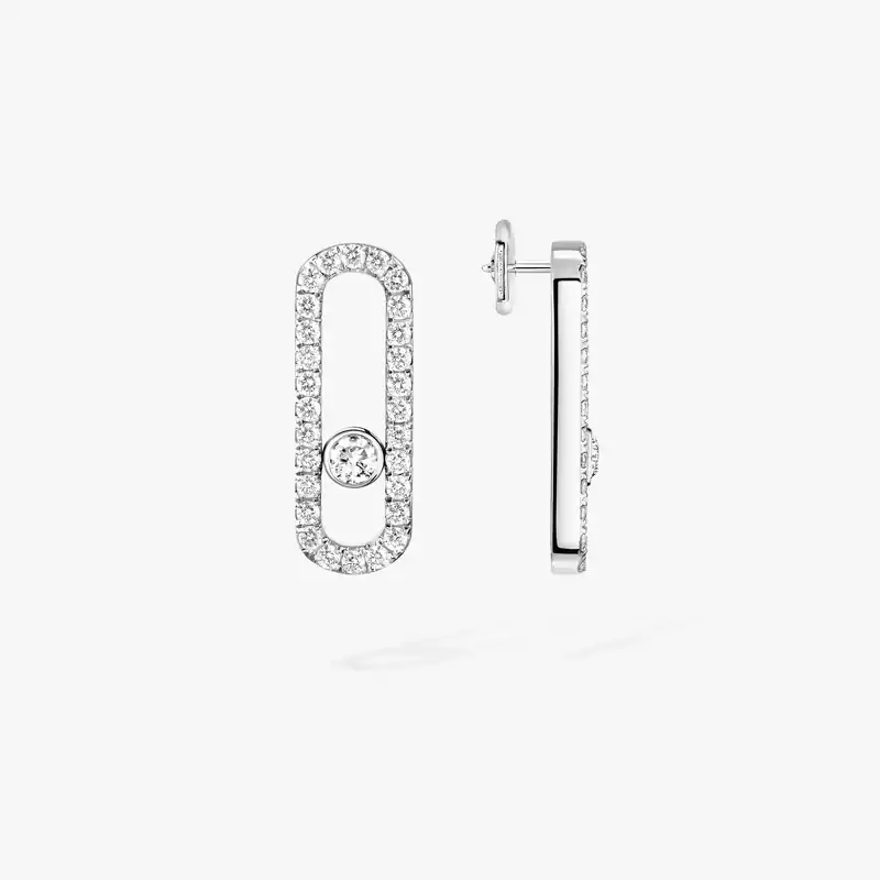 Boucles d'oreilles Femme Or Blanc Diamant Move Uno Pavées 12183-WG