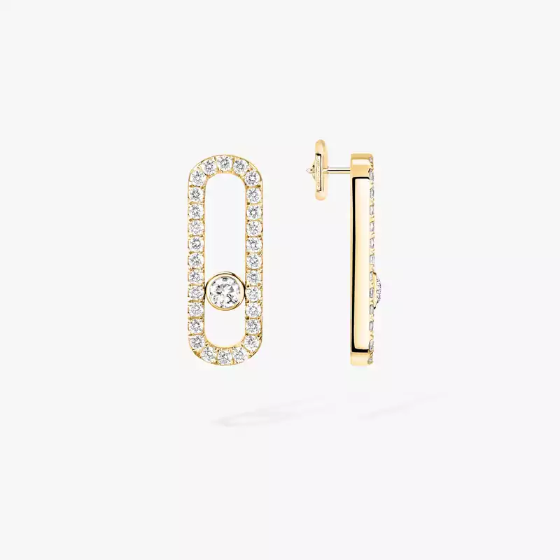 Move Uno Mit Diamanten ausgefasst Für sie Diamant Ohrringe Gelbgold 12183-YG