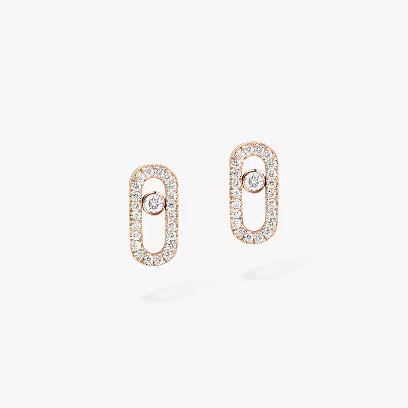 Puces Move Uno Pink Gold For Her Diamond Earrings 05634-PG