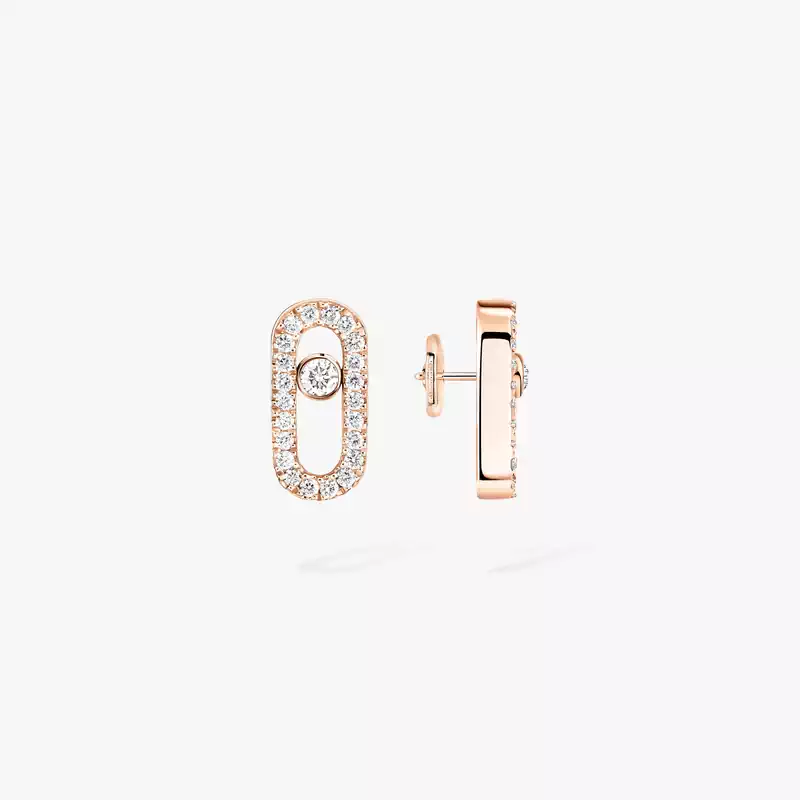 Puces Move Uno Pink Gold For Her Diamond Earrings 05634-PG