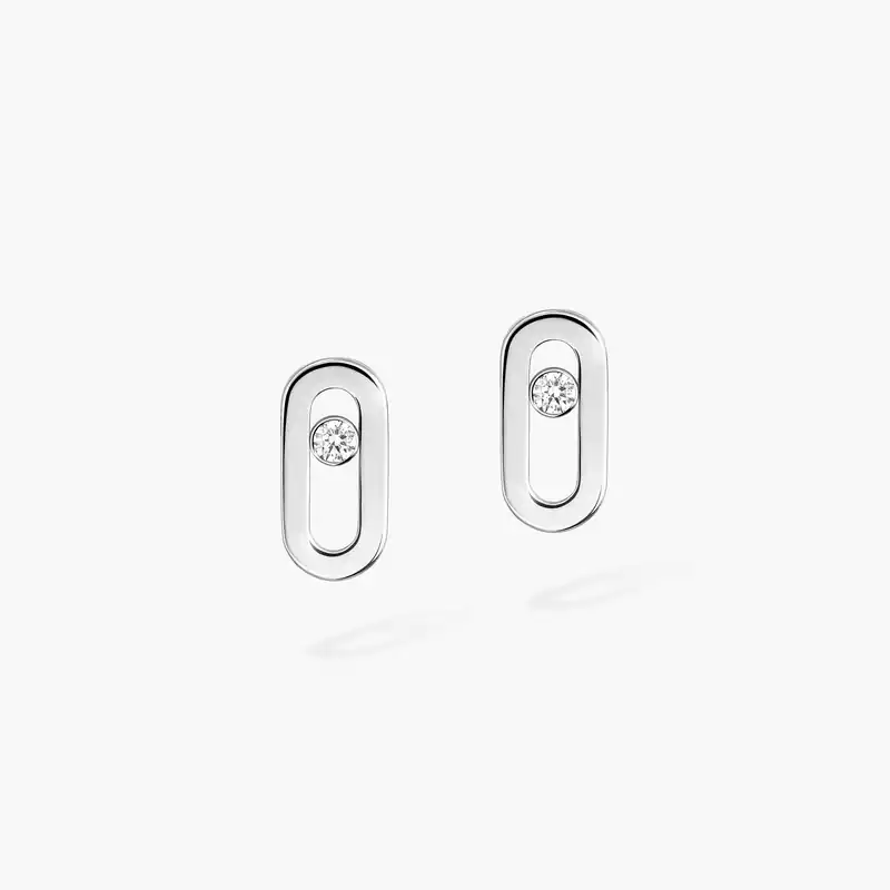 Earrings For Her White Gold Diamond Gold Move Uno Stud Earrings 12305-WG