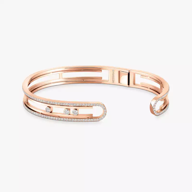 Bracelet Femme Or Rose Diamant Bangle Move 10th 11426-PG