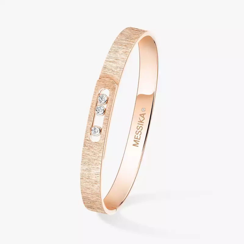Move Noa Ciselé bangle Pink Gold Mixed Diamond Bracelet 14481-PG