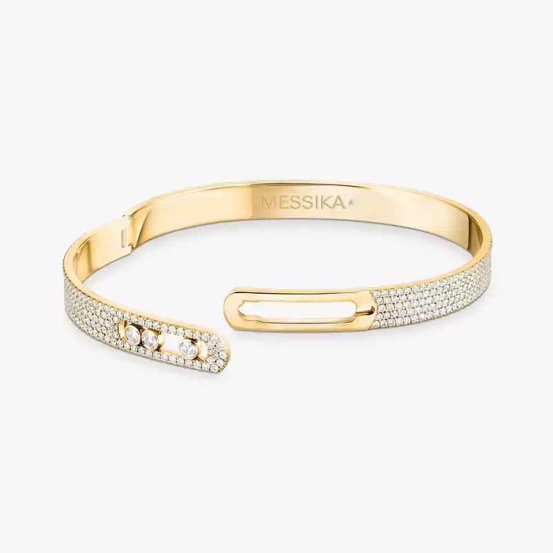 Bracelet Femme Or Jaune Diamant Bangle Move Noa Pavé 12722-YG