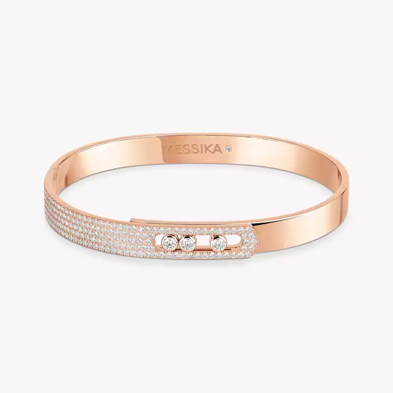 Move Noa Semi-Pavé Bangle Large Size Pink Gold For Her Diamond Bracelet 13913-PG