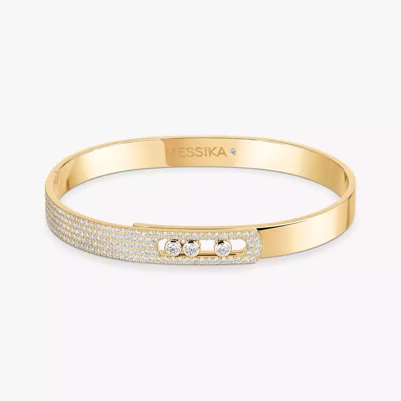 Bracelet Femme Or Jaune Diamant Bangle Move Noa Semi Pavé Grandes Tailles 13913-YG