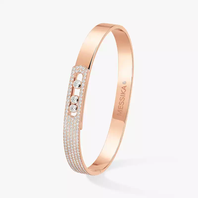 Move Noa half pavé bangle Pink Gold For Her Diamond Bracelet 06371-PG