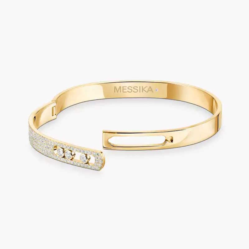 Bracelet Femme Or Jaune Diamant Bangle Move Noa Semi Pavé Grandes Tailles 13913-YG