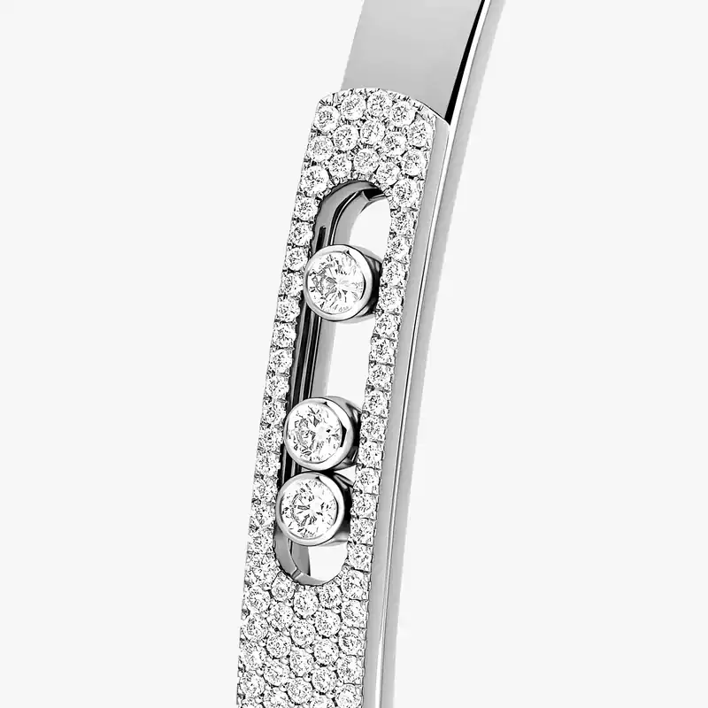 Move Noa half pavé bangle small White Gold For Her Diamond Bracelet 10093-WG