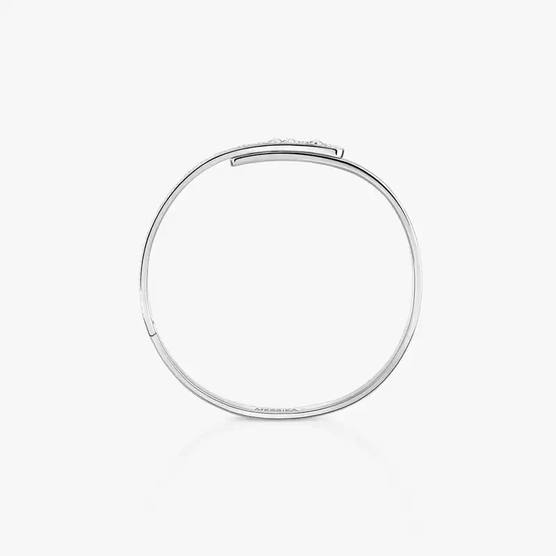 Move Noa half pavé bangle small White Gold For Her Diamond Bracelet 10093-WG