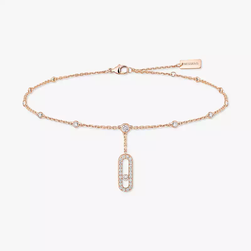 Bracelet Femme Or Rose Diamant Bracelet de Cheville Move Uno Pavé 06592-PG