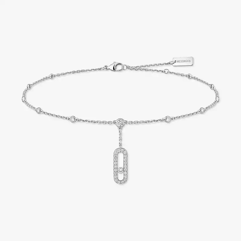 Bracelet Femme Or Blanc Diamant Bracelet de Cheville Move Uno Pavé 06592-WG