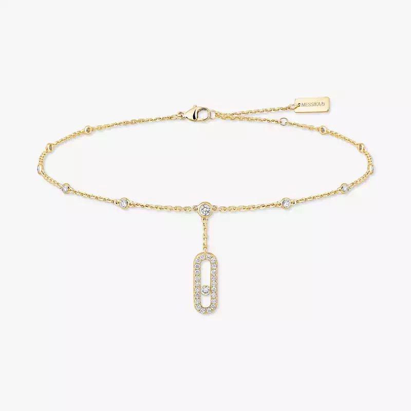 Move Uno Ankle Bracelet Pavé Yellow Gold For Her Diamond Bracelet 06592-YG