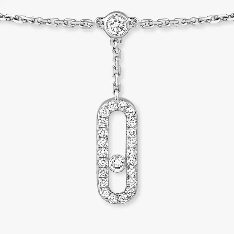Bracelet Femme Or Blanc Diamant Bracelet de Cheville Move Uno Pavé 06592-WG