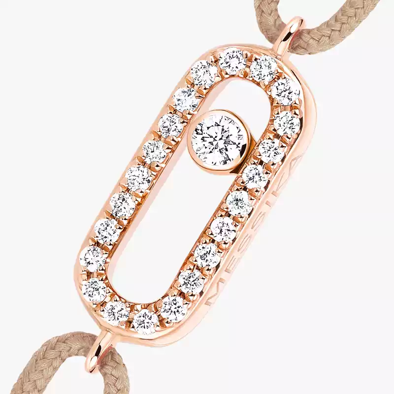 Move Uno beige cord bracelet Pink Gold For Her Diamond Bracelet 13857-PG