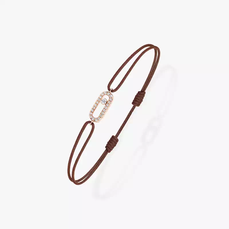 Move Uno chocolate cord bracelet Pink Gold For Her Diamond Bracelet 13858-PG