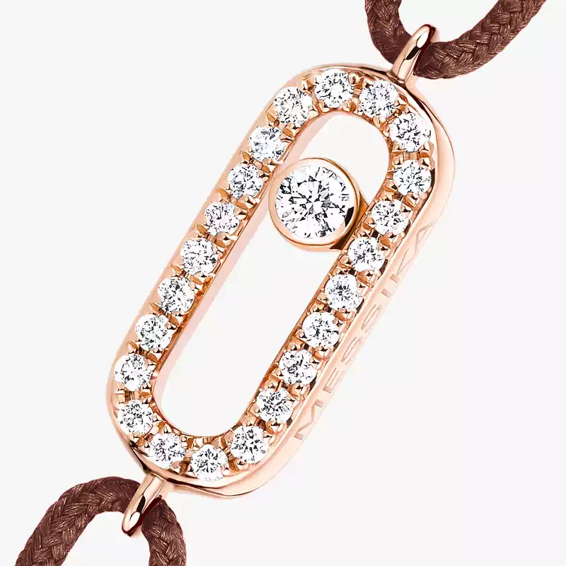 Move Uno chocolate cord bracelet Pink Gold For Her Diamond Bracelet 13858-PG