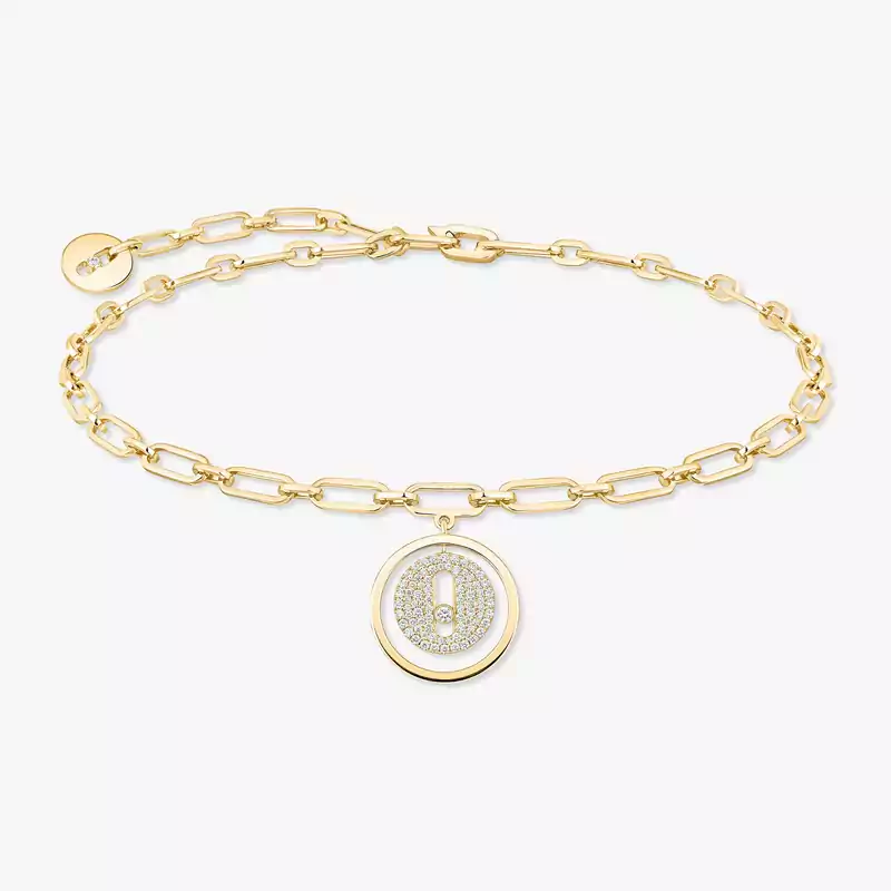 Bracelet Femme Or Jaune Diamant Bracelet de Cheville Lucky Move Pavé 12151-YG