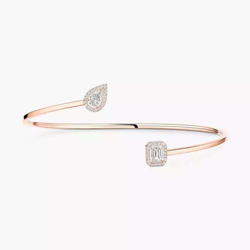 My Twin toi & moi thin bangle 2x 0.15ct Pink Gold For Her Diamond Bracelet 07222-PG