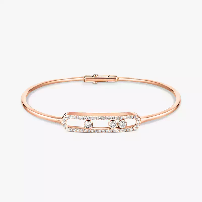 Bracelet Femme Or Rose Diamant Jonc Move Pavé 05032-PG