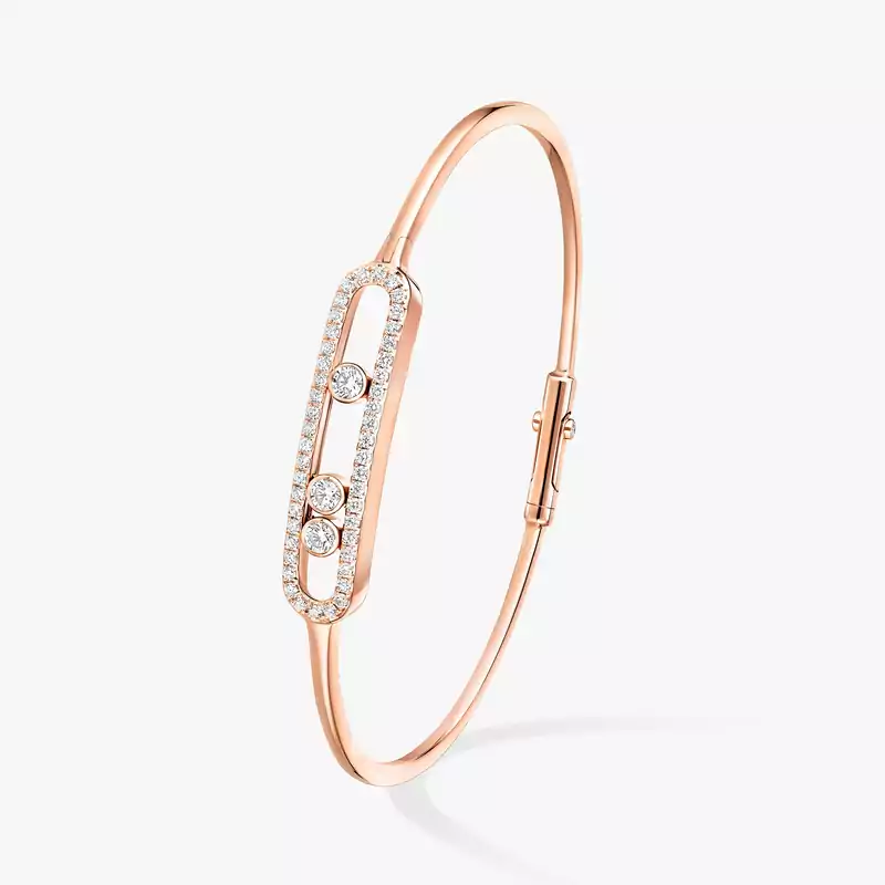 Bracelet Femme Or Rose Diamant Jonc Move Pavé 05032-PG
