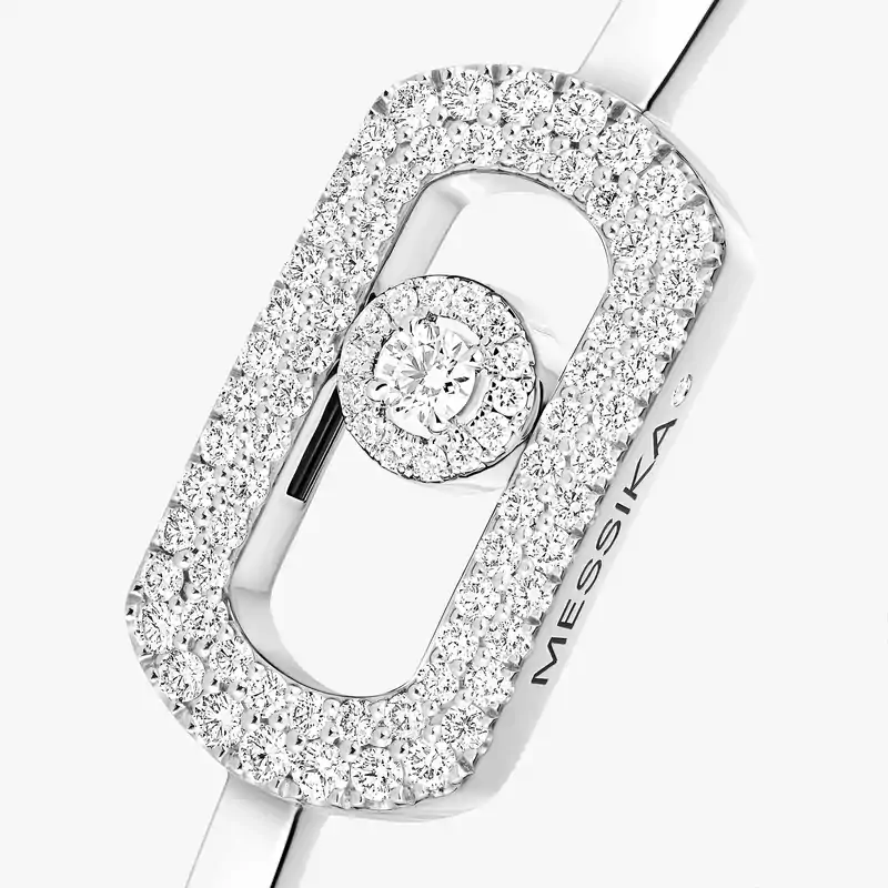Bracelet Femme Or Blanc Diamant Jonc So Move Pavé 13428-WG