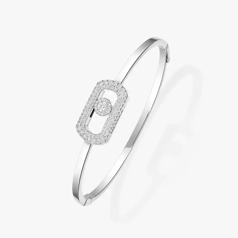 Bracelet Femme Or Blanc Diamant Jonc So Move Pavé 13428-WG