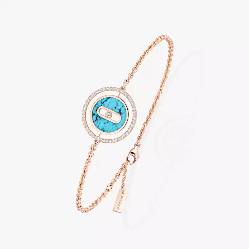Lucky Move SM Turquoise  Pink Gold For Her Diamond Bracelet 11652-PG
