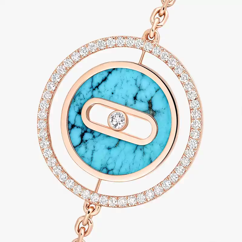 Lucky Move SM Turquoise  Pink Gold For Her Diamond Bracelet 11652-PG