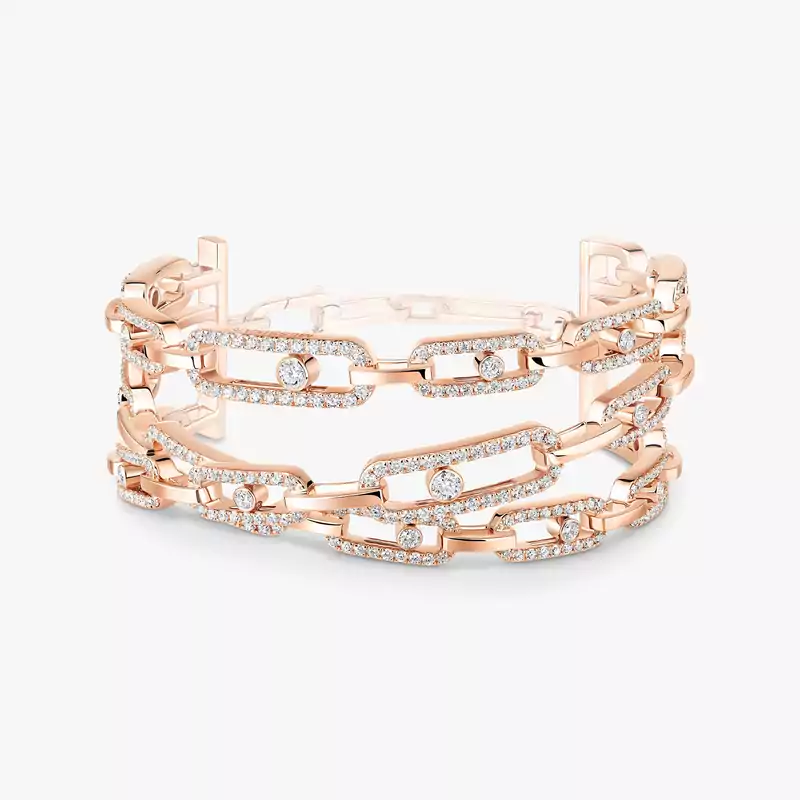 Move Link 3-row cuff Pink Gold For Her Diamond Bracelet 13512-PG