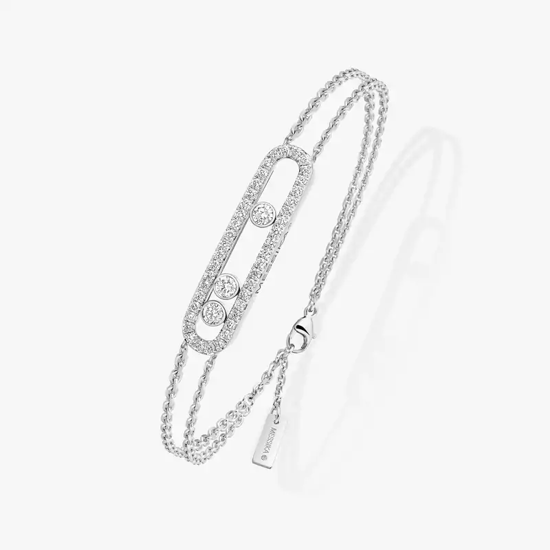 Bracelet Femme Or Blanc Diamant Move Classique Pavé 03995-WG