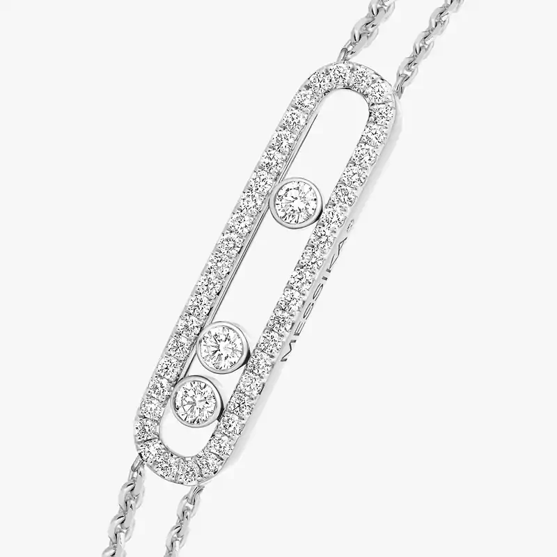 Bracelet Femme Or Blanc Diamant Move Classique Pavé 03995-WG