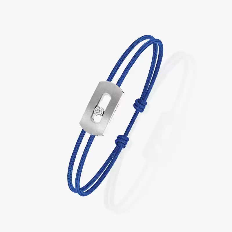 Move Titanium Natural Blue Cord Natural Titanium For Him Diamond Bracelet 14642-TN