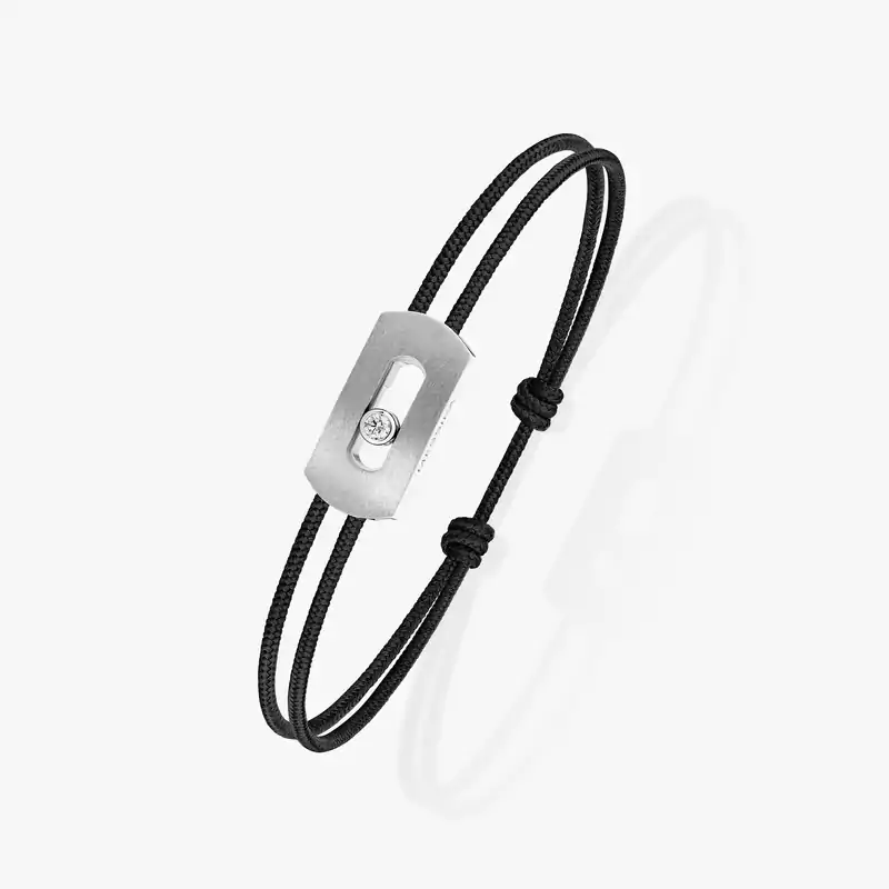 Move Titanium Natural Black Cord Natural Titanium For Him Diamond Bracelet 14416-TN