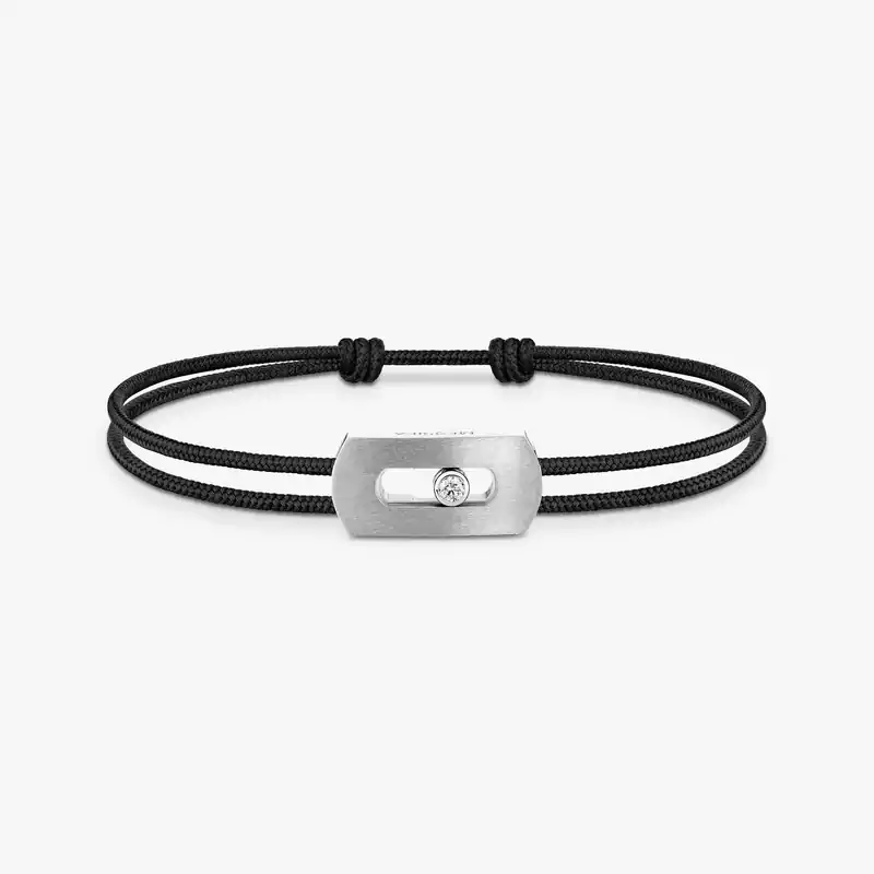 Move Titanium Natural Black Cord Natural Titanium For Him Diamond Bracelet 14416-TN