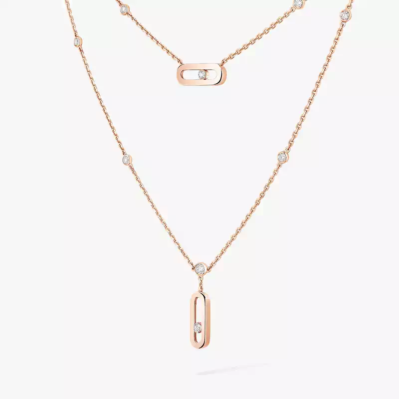 Move Uno two-row necklace Pink Gold For Her Diamond Necklace 08852-PG