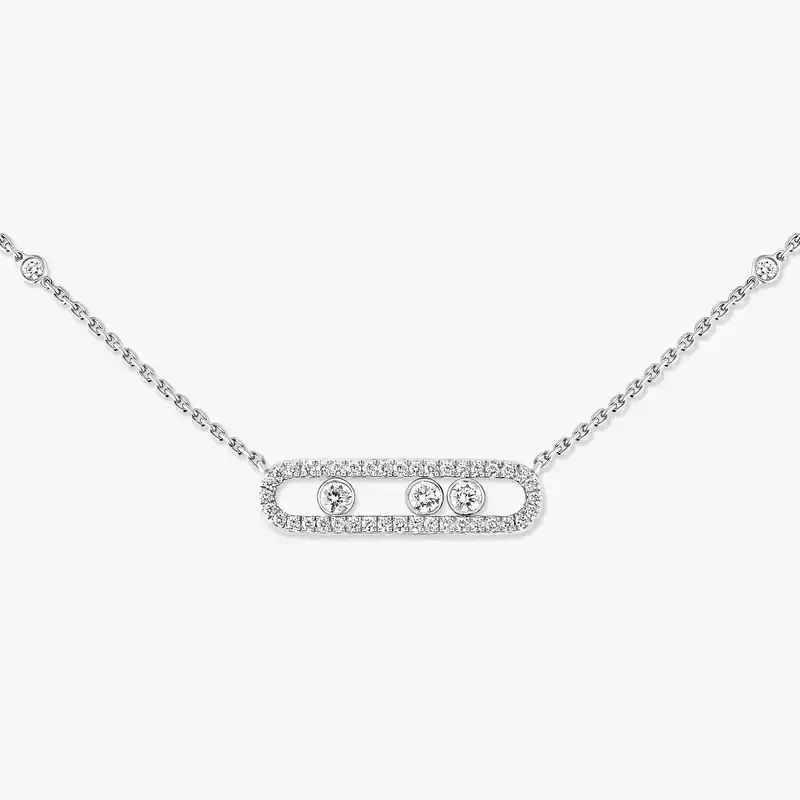 Collier Femme Or Blanc Diamant Baby Move Pavé 04322-WG
